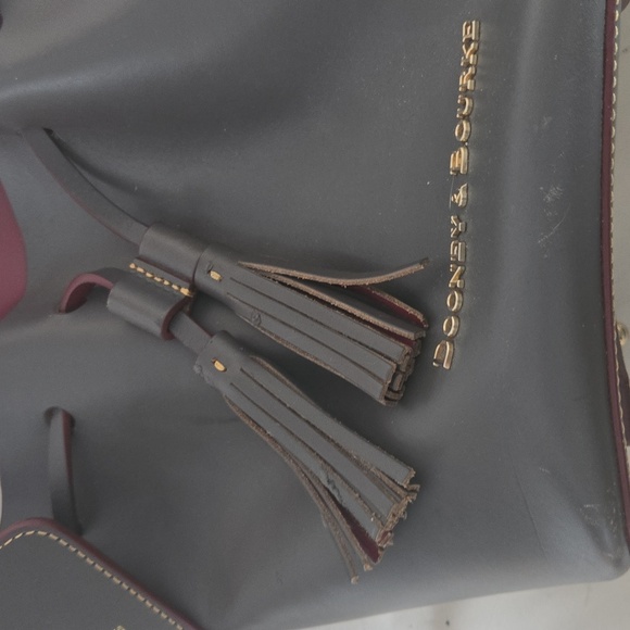 Dooney & Bourke Grey and Burgundy Crossbody Bag - Picture 4 of 6